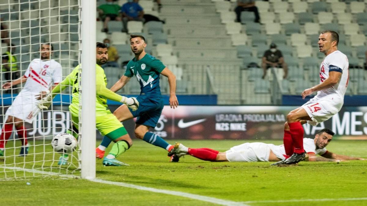 Gibraltar in action against Slovenia